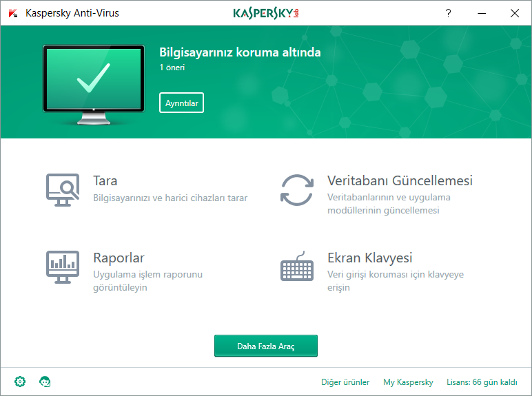 Kaspersky Anti-Virus Interface