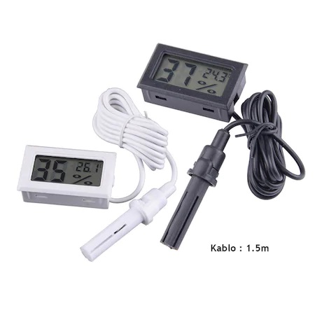Mini Nem ve Sıcaklık Ölçer - Higrometre - Termometre Prob Kuluçka