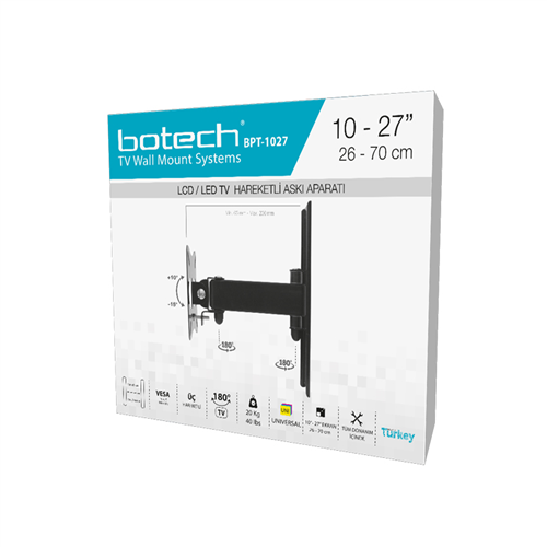 Botech BPT-1027(10”-27”/26-70 cm) Hareketli Tv Askı Aparatı
