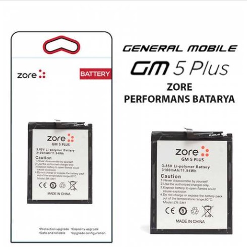 General Mobile GM 5 Plus Orjinal Zore Performans Batarya Pil