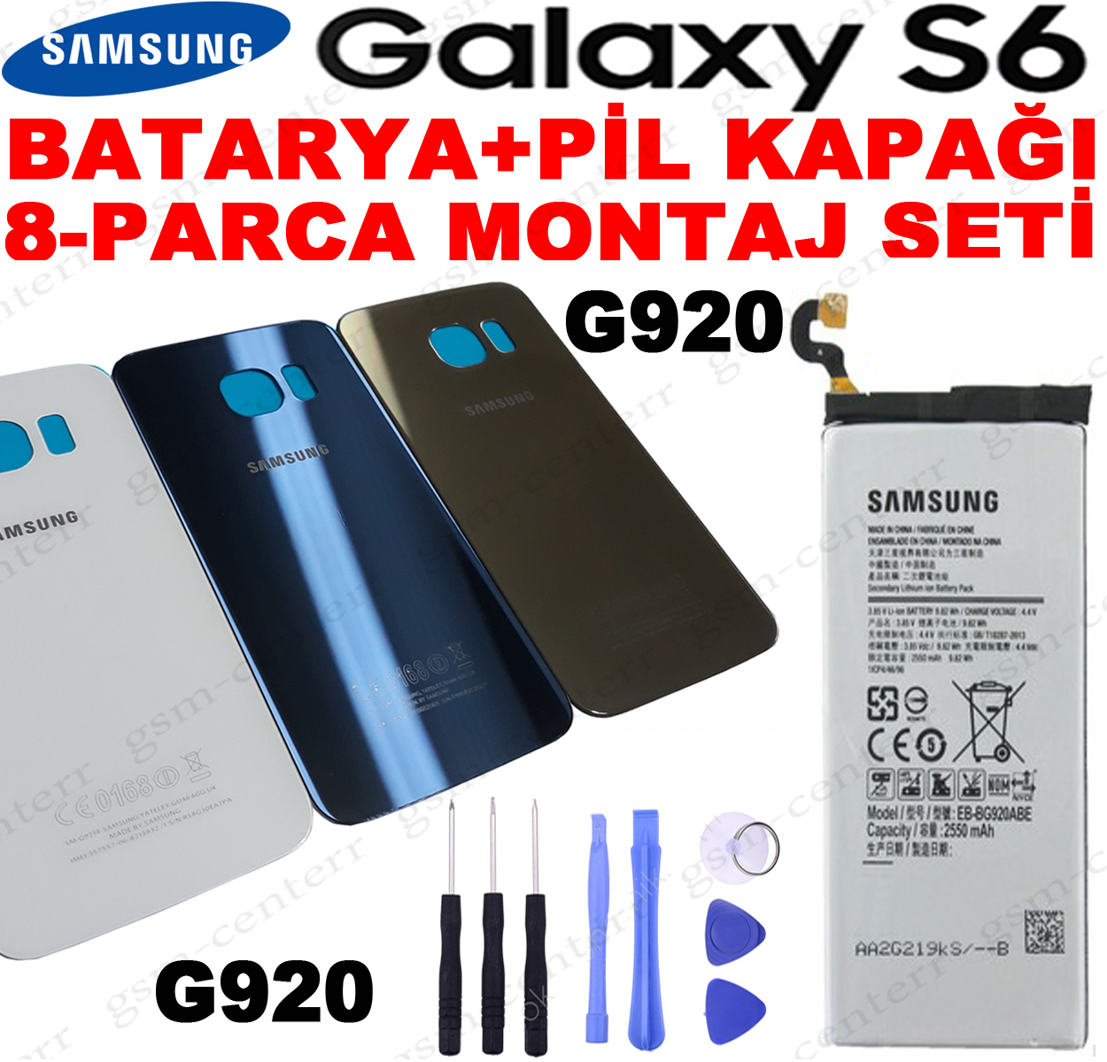 Samsung Galaxy S6 EB-BG920ABE Batarya+Arka Pil Batarya Kapağı