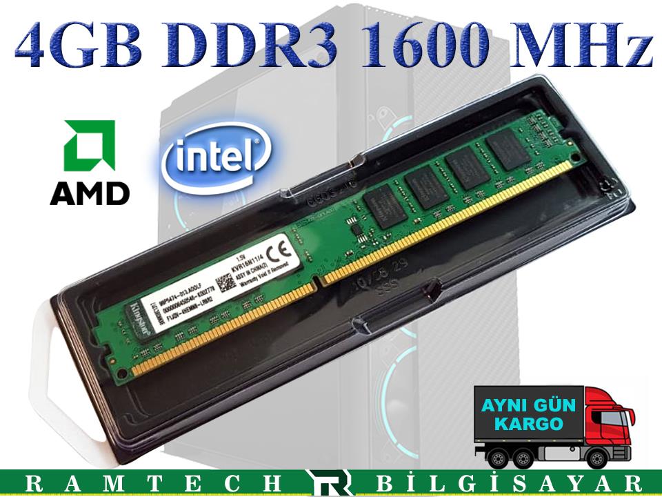 4GB DDR3 1600MHz RAM İŞLEMCİ SEÇMEZ