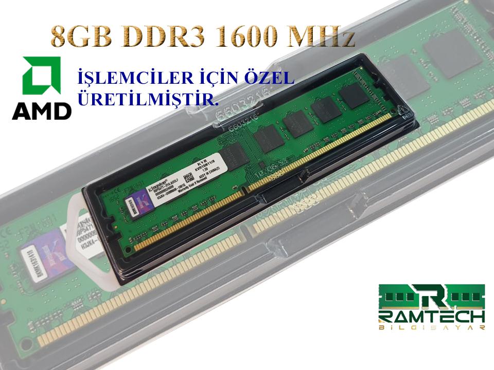 8GB DDR3 1600 MHz MASAÜSTÜ PC RAM AMD İŞMECİLERE ÖZEL