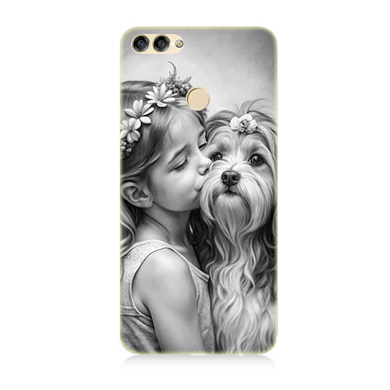 Huawei P Smart Uyumlu Kız Ve Köpek  Kapak Kılıf 