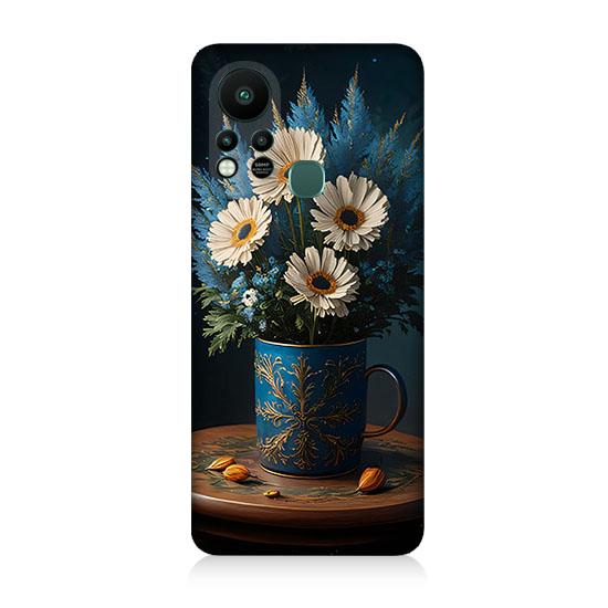 iNfinix Hot 11s Uyumlu Mavi Çiçek  Kapak Kılıf 