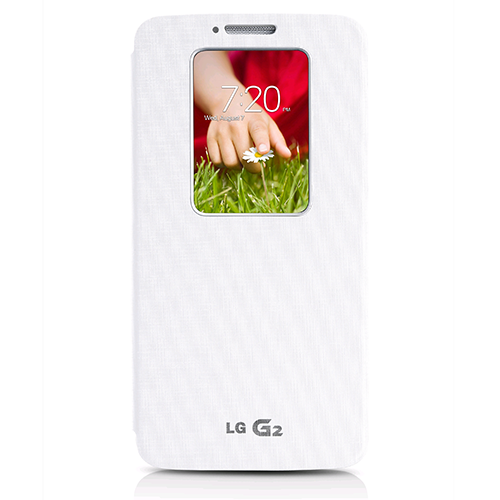 LG G2 Kasalı Kapaklı Orjinal Flip Cover Kılıf - Beyaz - CCF-240G