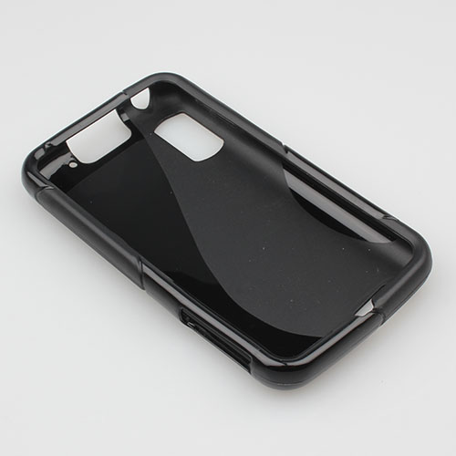 Motorola Atrix - S Desenli Şeffaf Silikon Kılıf - Siyah