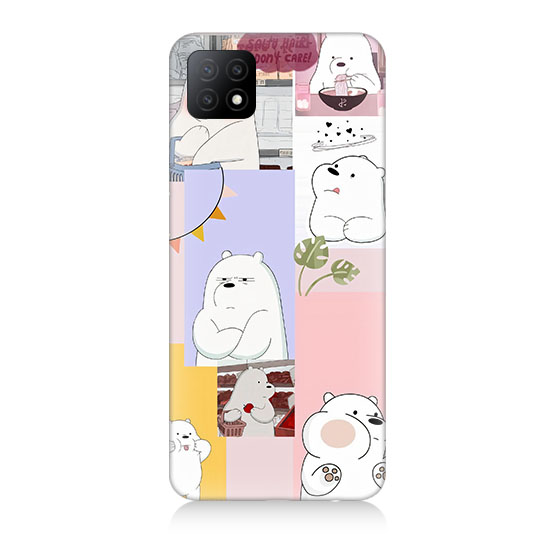 Oppo A53 Uyumlu Beyaz Pandalar  Kapak Kılıf 