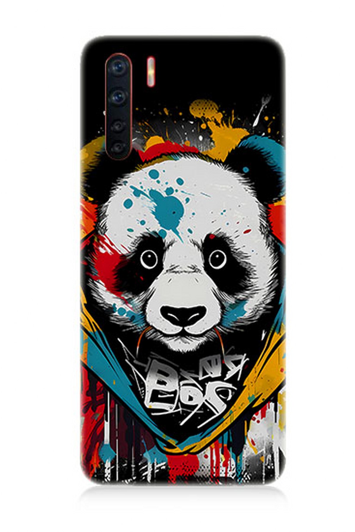 Oppo A91 Uyumlu Renkli Boyalı Panda  Kapak Kılıf 