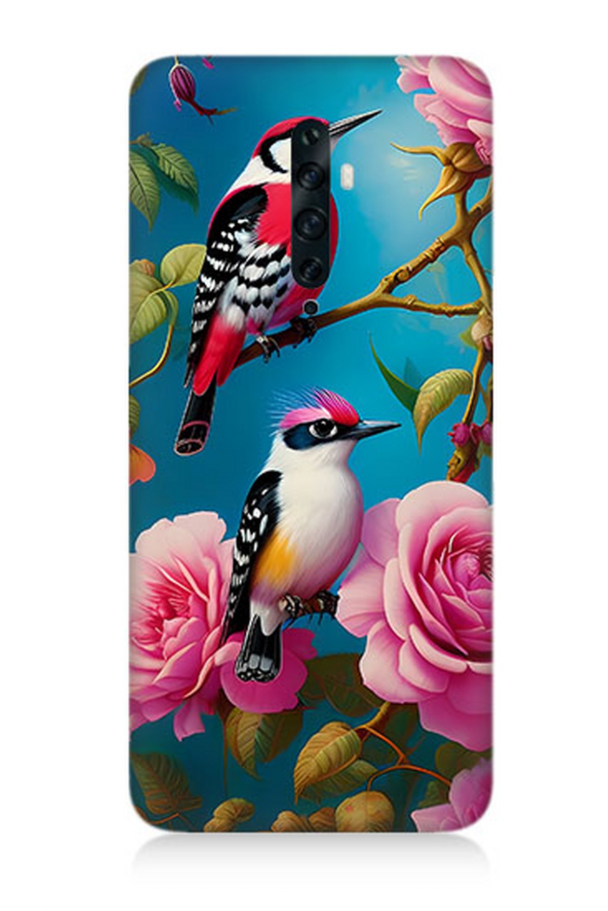 Oppo Reno 2z Uyumlu Arı Kuşu Ve Gül  Kapak Kılıf 