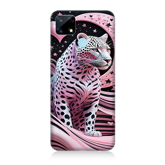 Realme C25 Uyumlu Pembe Leopar  Kapak Kılıf 