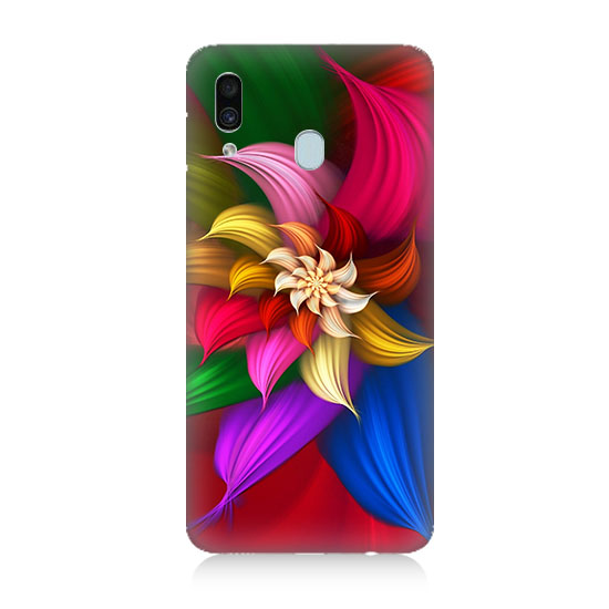 Samsung Galaxy A20 Renkli Çiçek  Kapak Kılıf 