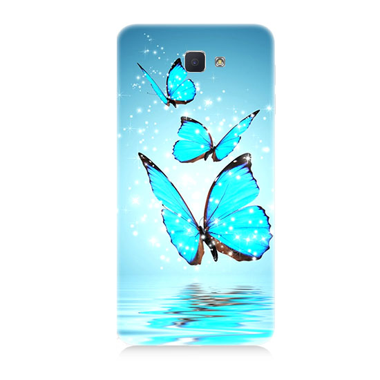 Samsung Galaxy J7 Prime Mavi Kelebek  Kapak Kılıf 