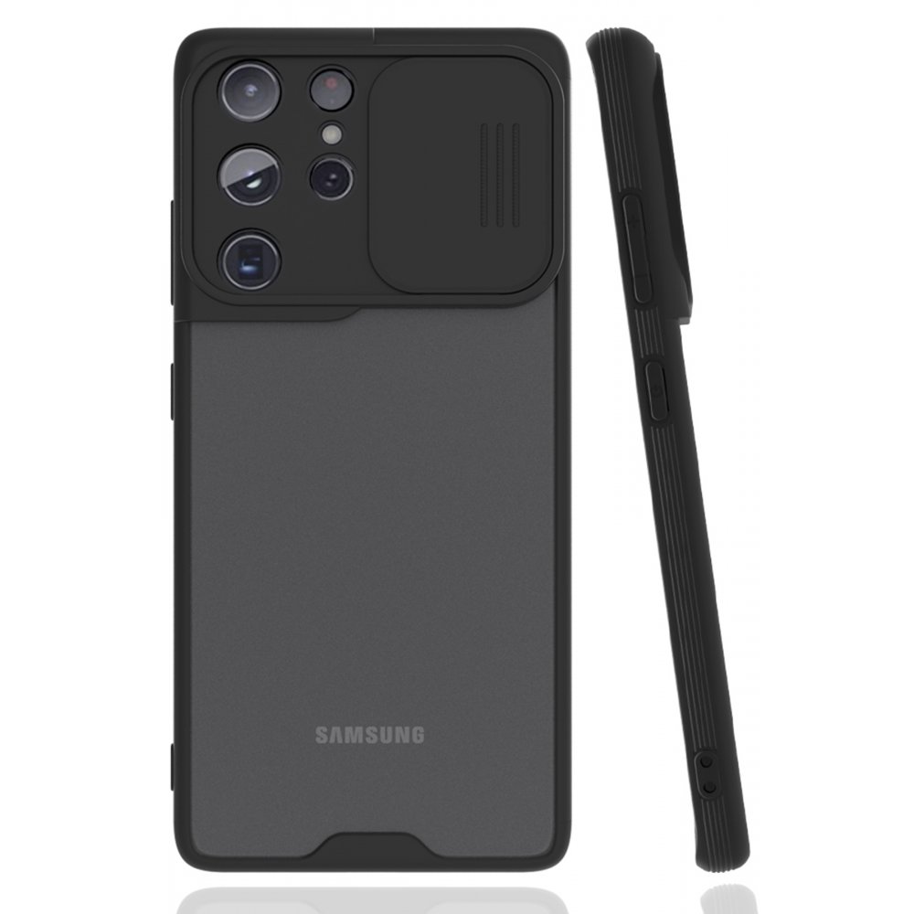 Samsung Galaxy S21 Ultra Kılıf Kamera Korumalı Sürgülü Silikon