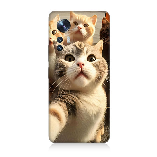 Xiaomi Mi 12 Uyumlu Selfie Kediler  Kapak Kılıf 