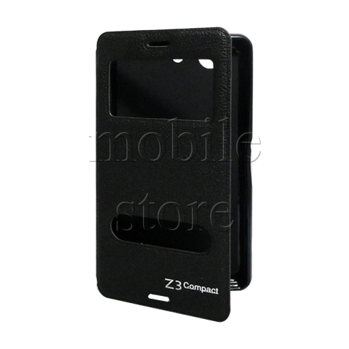Xperia Z3 Compact Pencereli Kapaklı Kılıf - Siyah