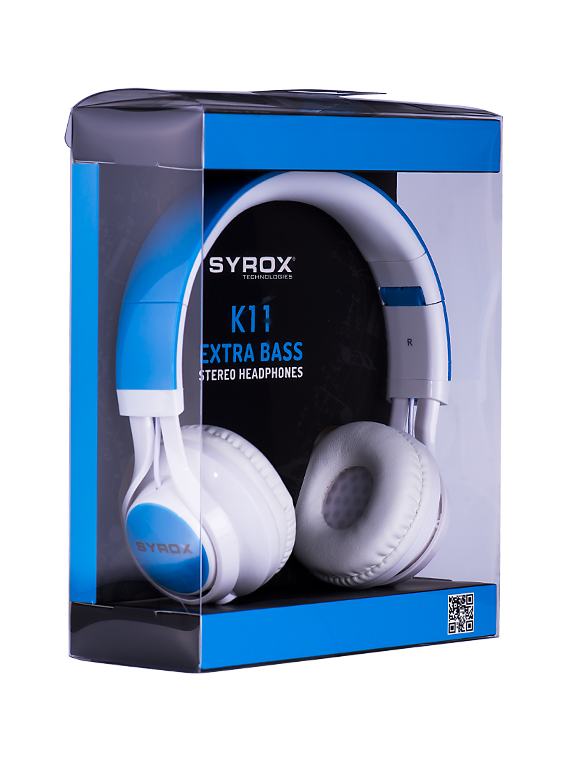 Syrox Mikrofonlu Stereo Kulaklık K11 Mavi-Beyaz