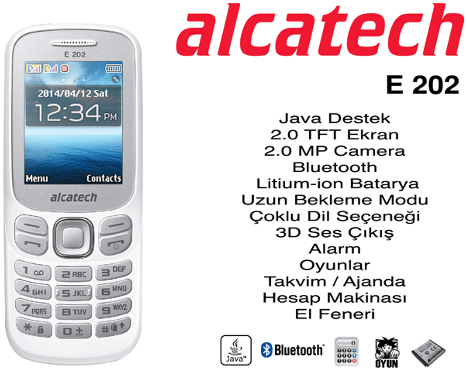 ALCATECH E202 CEP TELEFONU (KAPALI KUTU FATURALI ORJİNAL ÜRÜN)