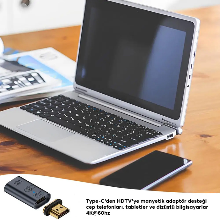Polham Manyetik Mıknatıslı Type C To 4k 60hz Hdmı Çevirici Adaptör ...