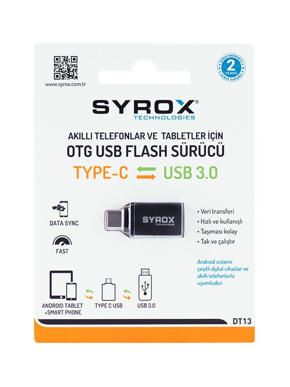 Syrox Usb-3 Den Type-C Ye Dönüştürücü Otg Dt13