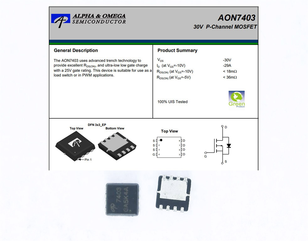 Aon7403 7403 Power P-Channel P Kanal Mosfet Fiyatları ve Özellikleri