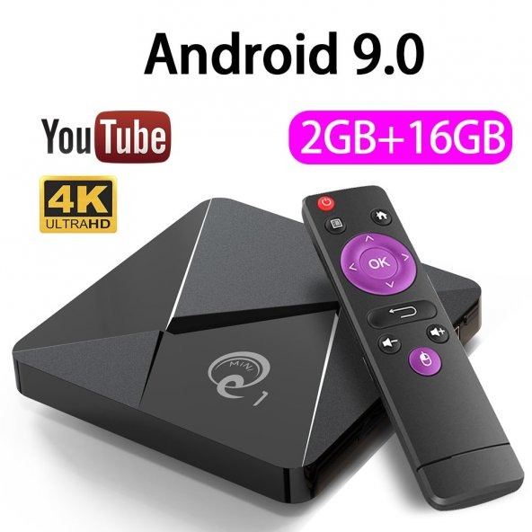 Akıllı Android 9.0 TV Kutusu Q1 Mini Rockchip RK3328A 2GB 16GB