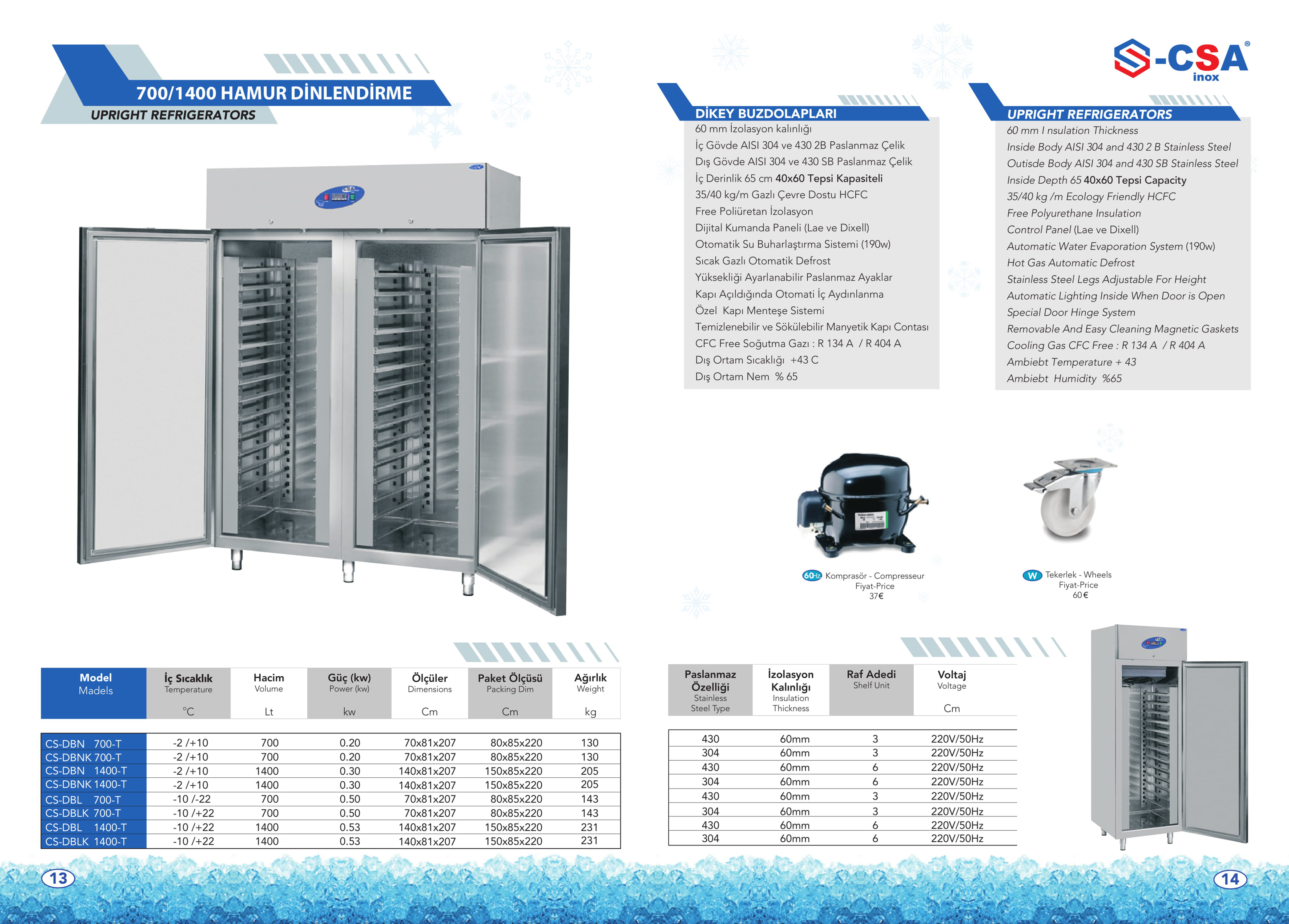 Csa Inox Dikey Buzdolabi 650 Litre 304 Paslanmaz