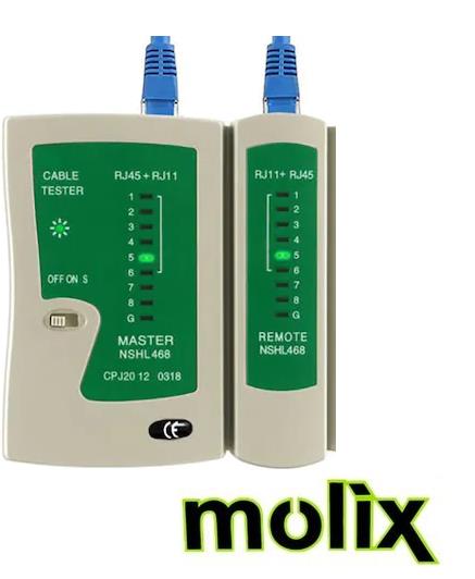 Molix Rj-45.Rj-11 Çantalı Kablo Tester İnternet Kablo Test Cihazı