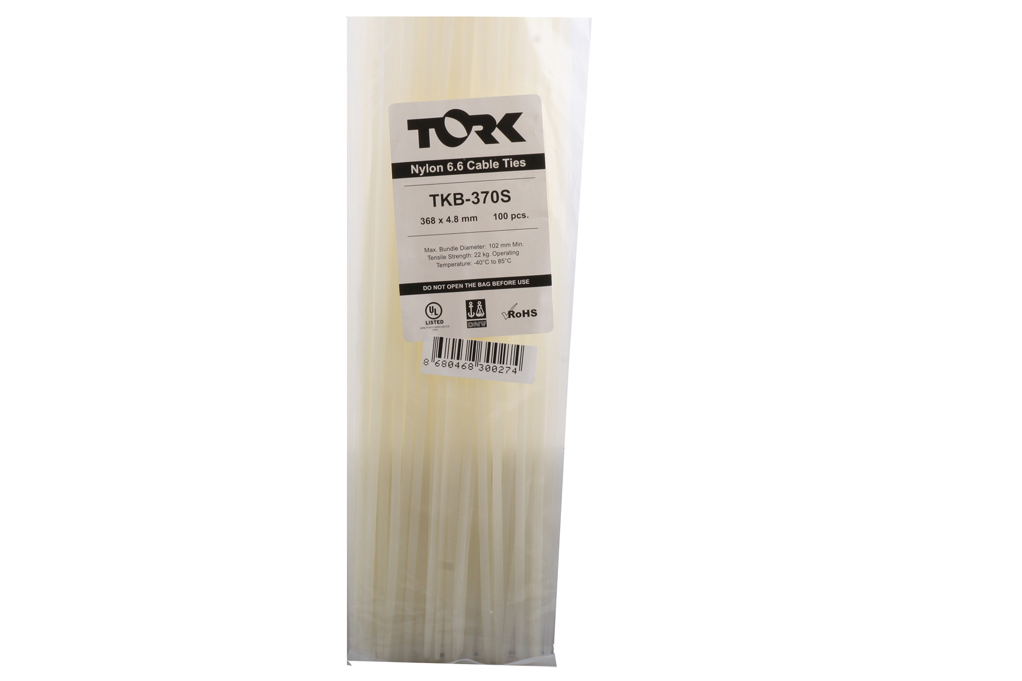 Tork TKB-370S 4.8-368 Beyaz Kablo Bağı 100lü Paket