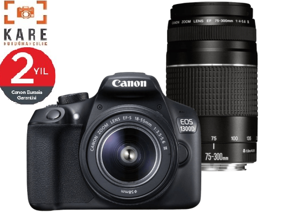 Canon EOS 1300d 18-55mm +75-300 USM Wi-Fi® DSLR Fotoğraf Makinası