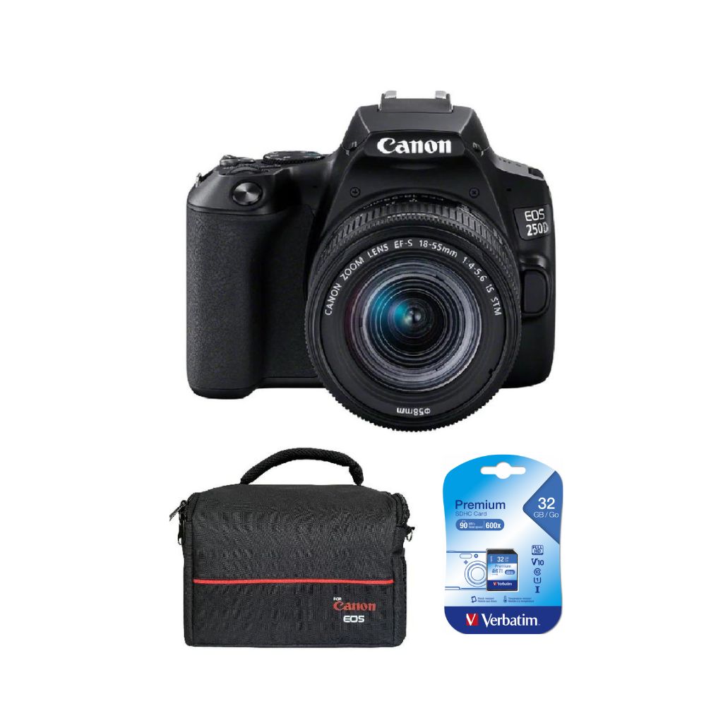 Canon EOS 250D 18-55 MM DC III DSLR Fotoğraf Makinesi + Verbatim Premium 600X 32 GB Hafıza Kartı