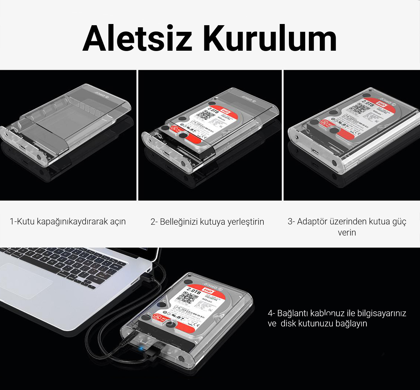 Orıco Usb 3.0 Micro B Şeffaf 2.5 3.5 İnch Sata Ssd Hard Disk Kutusu