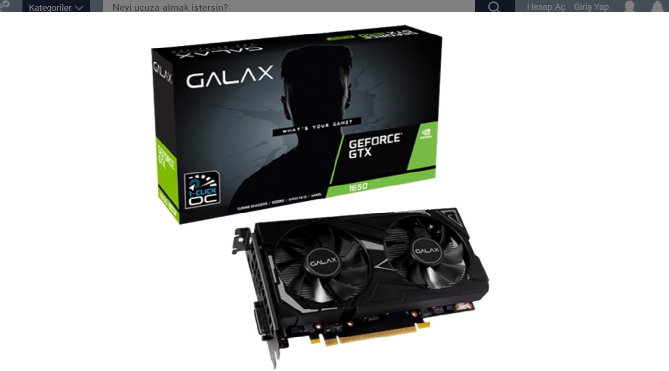 Galax GeForce GTX 1650 EX GT1650 4 GB GDDR6 128 Bit DP/HDMI/DVI Ekran Kartı