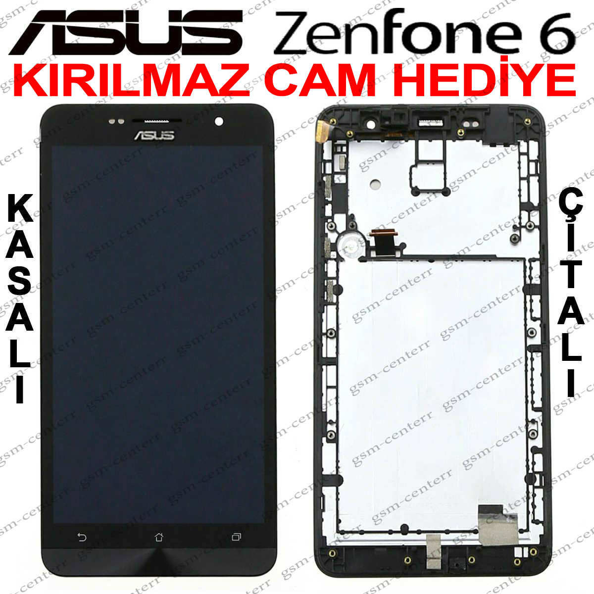 Asus Zenfone 6 Lcd Ekran - Dokunmatik (Full Çıtalı) +Kırılmaz Cam