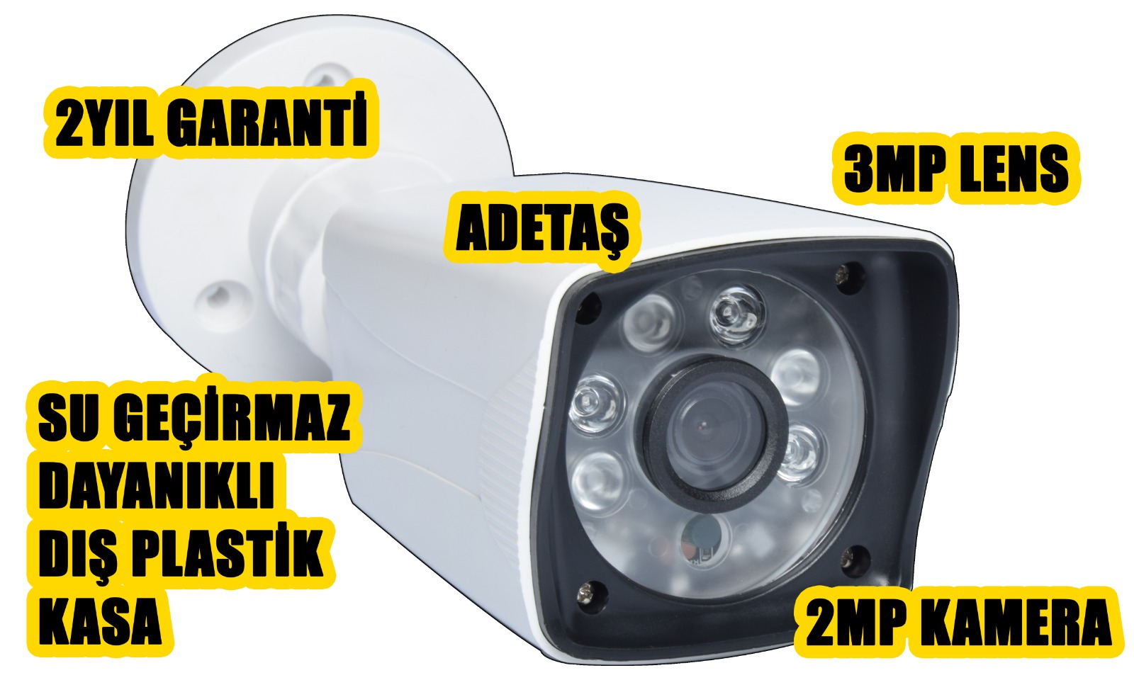 Plastik Dış Mekan Gece Görüşlü AHD Kamera 2MP