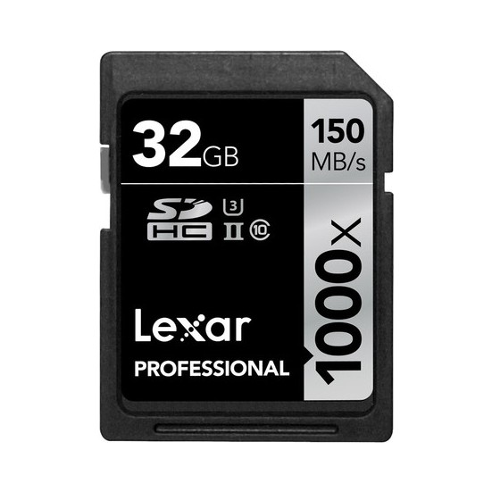 Lexar® 32GB Professional 1000x SDHC™/SDXC™ UHS-II cards, up to 15