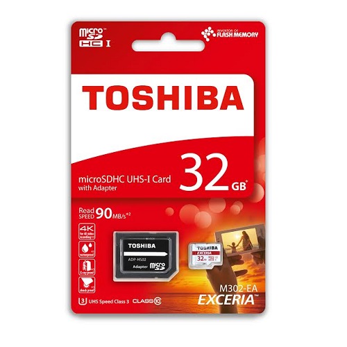 32 GB MICRO SDHC UHS-1 C10 TOSHIBA 90MB/sn(EXCERIA