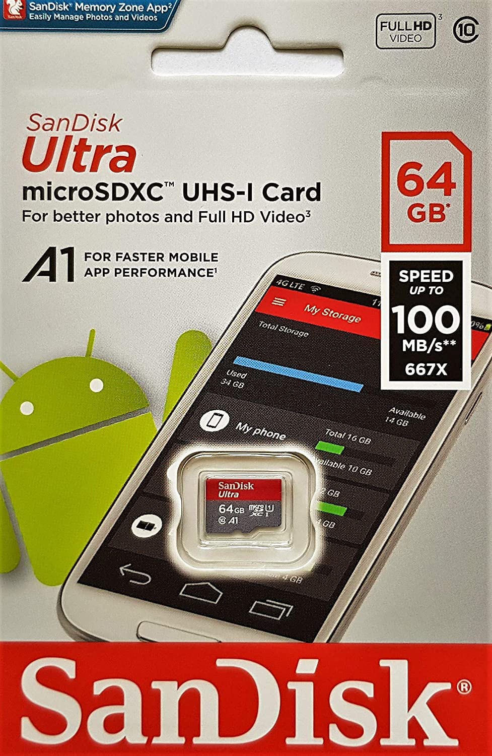 Sandisk Ultra SDSQUAR-064G-GN6MN 64 GB MicroSDXC Class 10 UHS-I Hafıza Kartı