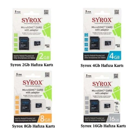 SYROX 2GB / 4GB / 8GB / 16GB / 32GB MiCRO SD HAFIZA KARTI.