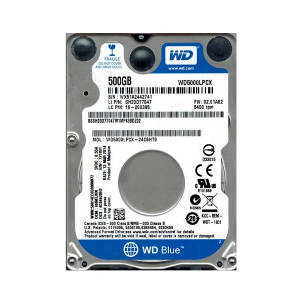 WD Blue WD5000LPCX 2.5" 500 GB 5400 RPM SATA 3 HDD