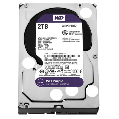 WD Purple WD20PURZ 2 TB 3.5" SATA 3 64 MB 7/24 Güvenlik Kamerası Diski