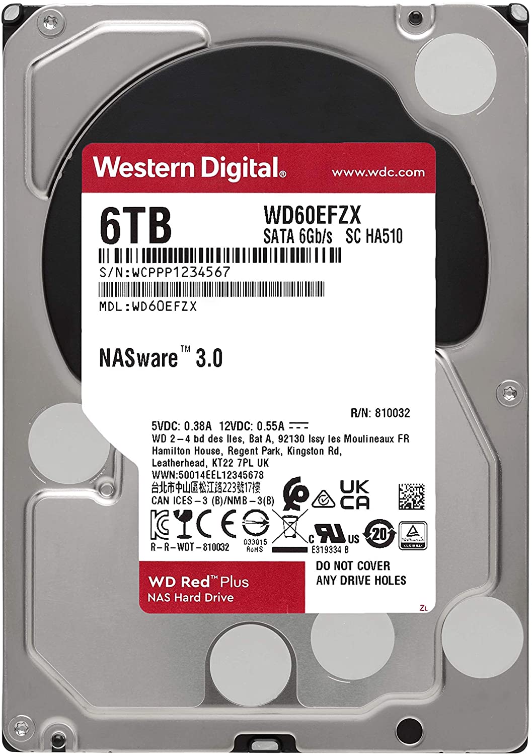 WD Red Plus WD60EFZX 3.5" 6 TB 5400 RPM SATA 3 NAS HDD