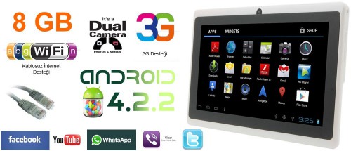 'Concord SmartPad 7" 3G+CEP TELEFONU TABLET