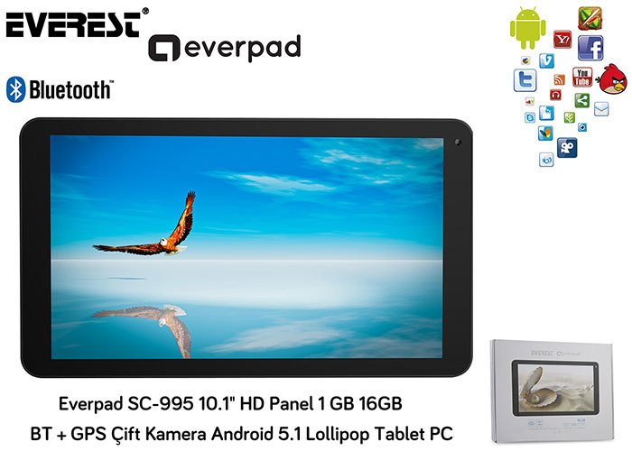 Everest EVERPAD SC-995 10.1 HD Panel 1 GB 1.3GHz x4 16GB TABLET