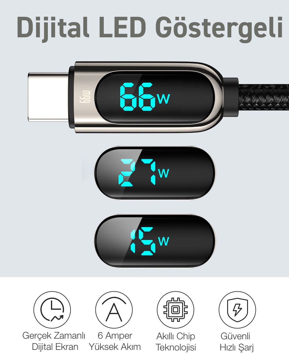 Baseus Cavo USB To Type-C 66W 2m | Ricarica Veloce E Sincronizzazione | Nero - 3