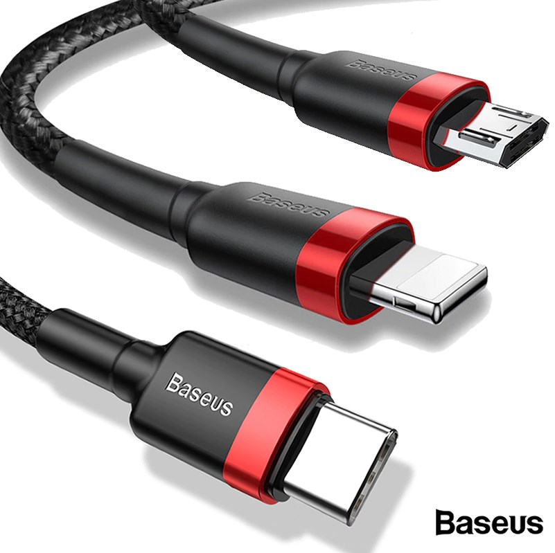 Baseus Hızlı Şarj Micro / Type-C / Lightning USB Data Kablosu