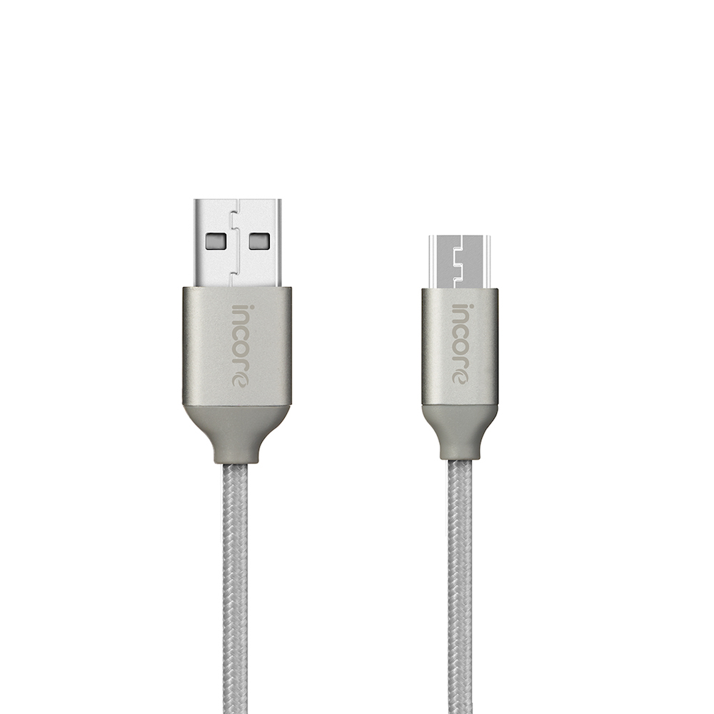 INCORE inLine Micro USB 2 Metre Gümüş Örgülü Hızlı Şarj Kablosu