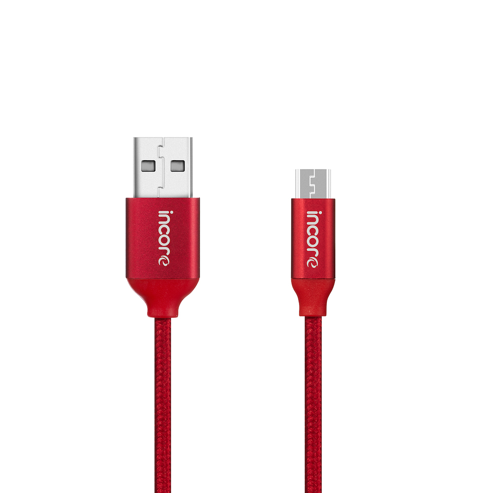 INCORE inLine Micro USB 2 Metre Kırmızı Örgülü Hızlı Şarj Kablosu