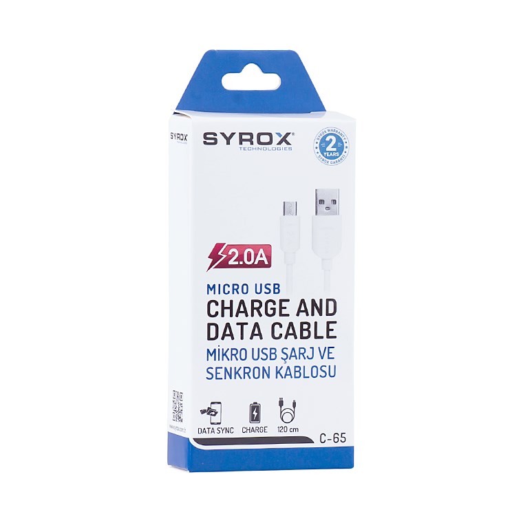 Syrox 2.0A Eco Micro Şarj & Data Kablosu 1M C65