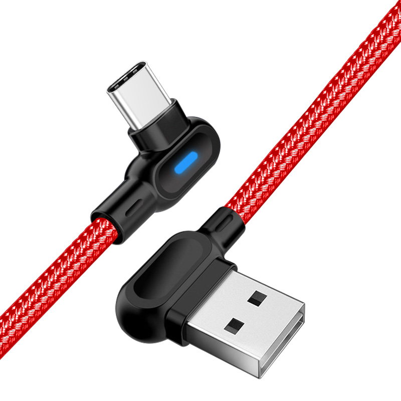 Type-C Kopmaz Hasır Örgü L Girişli Hızlı USB Şarj ve Data Kablosu
